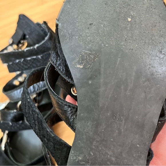 Jeffrey Campbell Psych Multi Buckle Flat Ankle Boots Western Black Suede - 6 - Picture 14 of 16